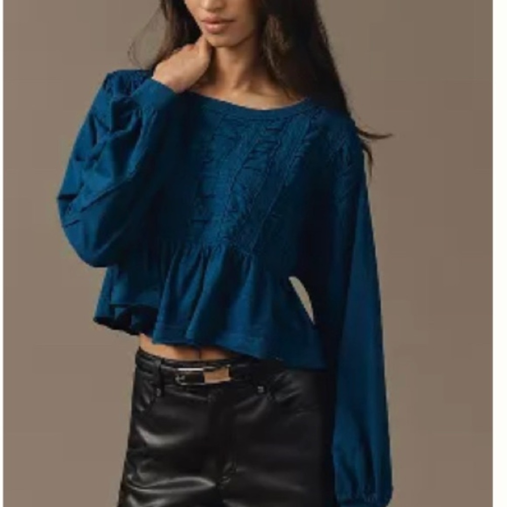 Pilcro Anthropologie textured babydoll tee